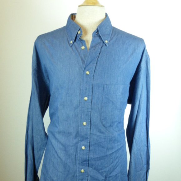 BURBERRY LONDON blue tan nova check cotton chambray denim...